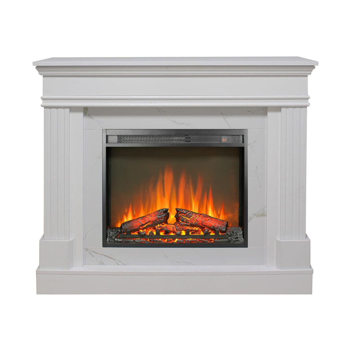 Living Room 44" Jasmine White Electric Fireplace with Mantel - Realistic Flame Effect