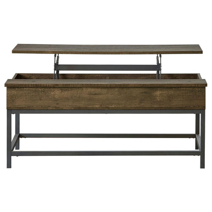 Brown Oak Lift Top Coffee Table - Adjustable Height for Living Room