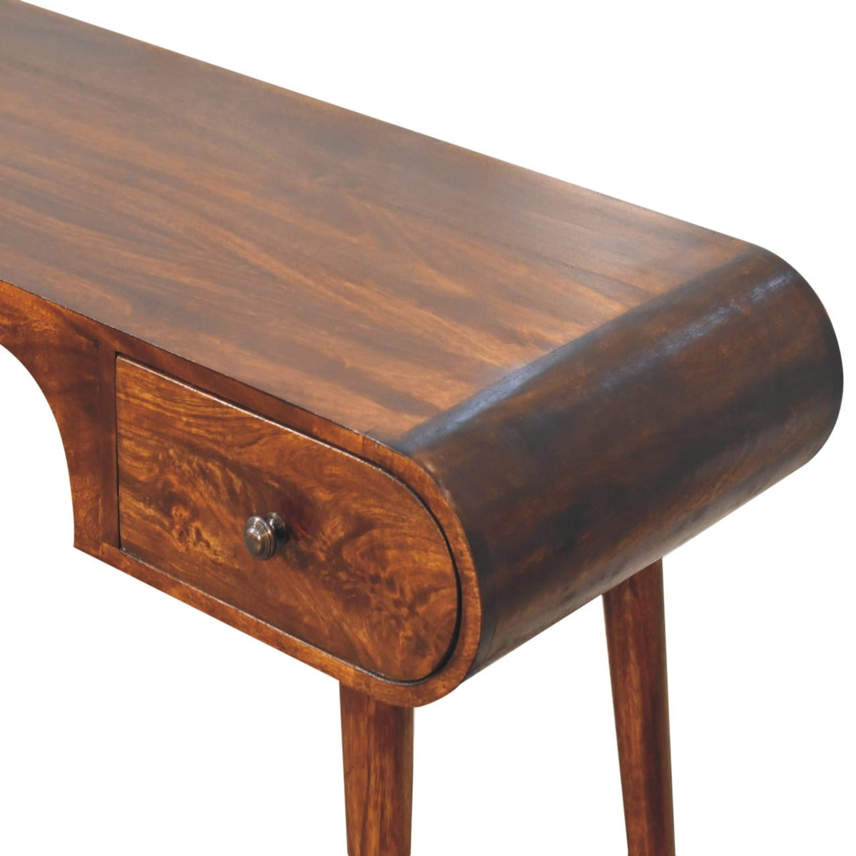 Solid Mango Wood London Arch Desk - 2 Drawers, Brown