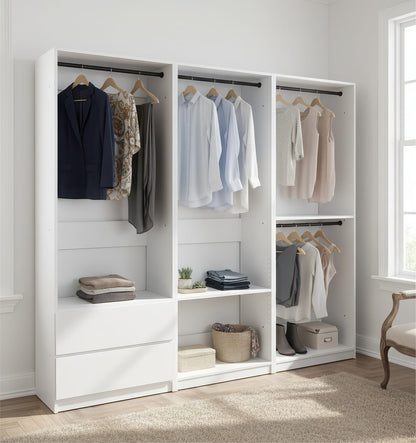 White Wood Walk-In Closet System - 5 Modules