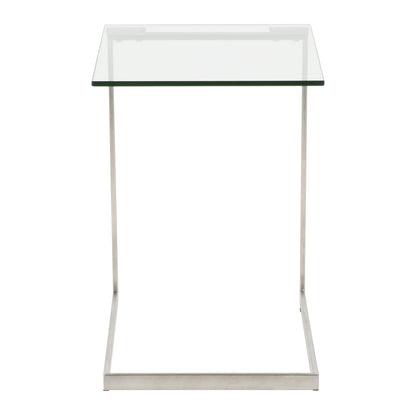 Clear Glass & Metal End Table - 19.25" Modern Design for Living Room