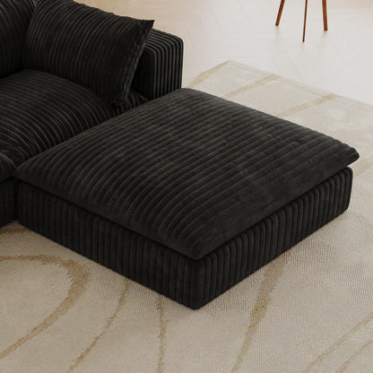Black Cloud Sofa - Corduroy Fabric, Deep Seat for Living Room