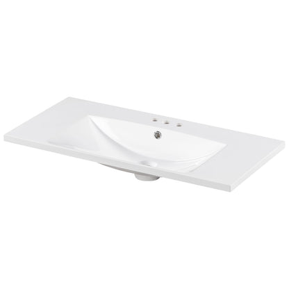 White Resin Bathroom Sink Vanity Top for Easy Renovation