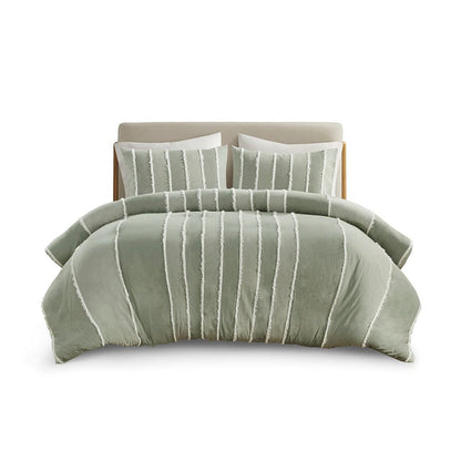 Queen Striped Cotton Duvet Cover Set Multicolor