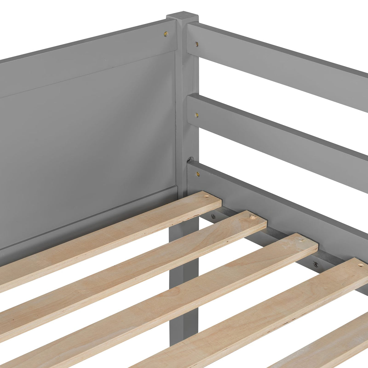 Gray Solid Wood Twin Loft Bed with Ladder for Bedroom