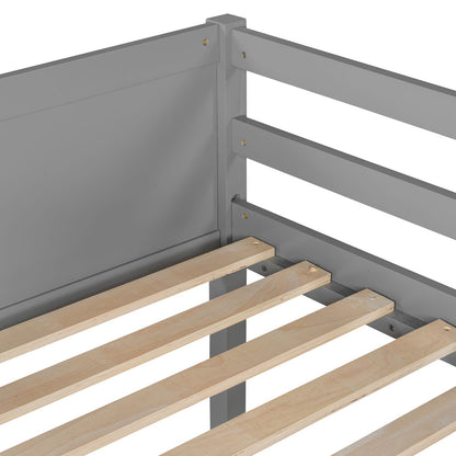 Gray Solid Wood Twin Loft Bed with Ladder for Bedroom