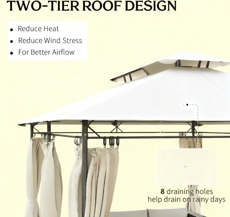 Spacious Cream White Gazebo - 130 Sq Ft Metal Patio Cover