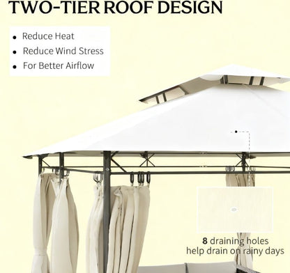 Spacious Cream White Gazebo - 130 Sq Ft Metal Patio Cover
