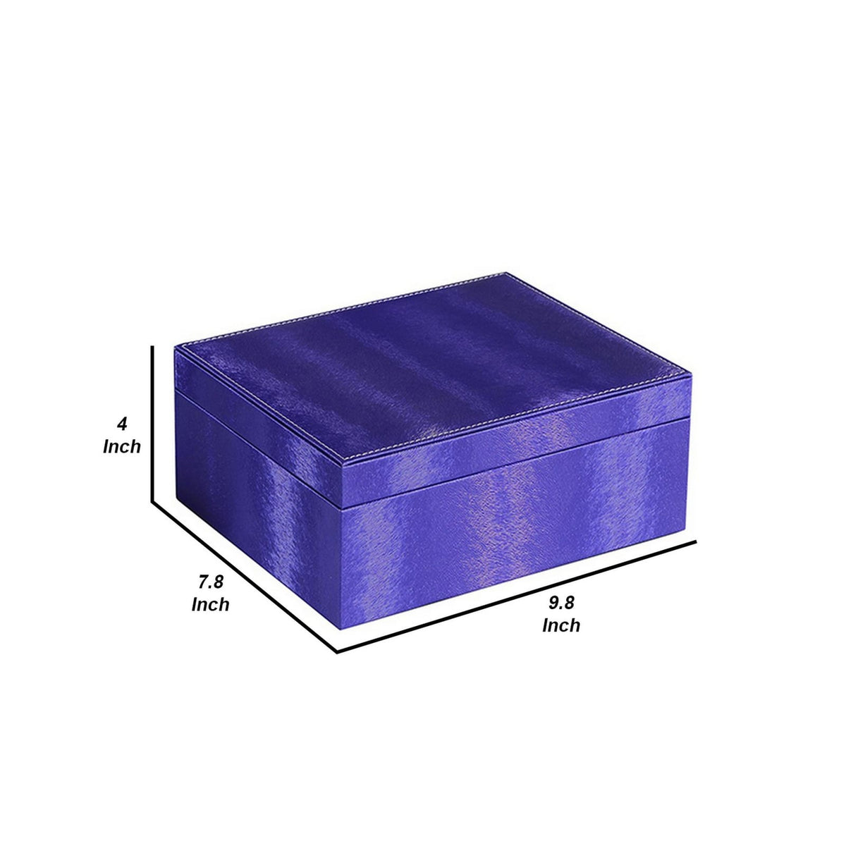 Blue Jewelry Case with 2 Slots & Earrings Hanger - Wood+Fabric for Bedroom