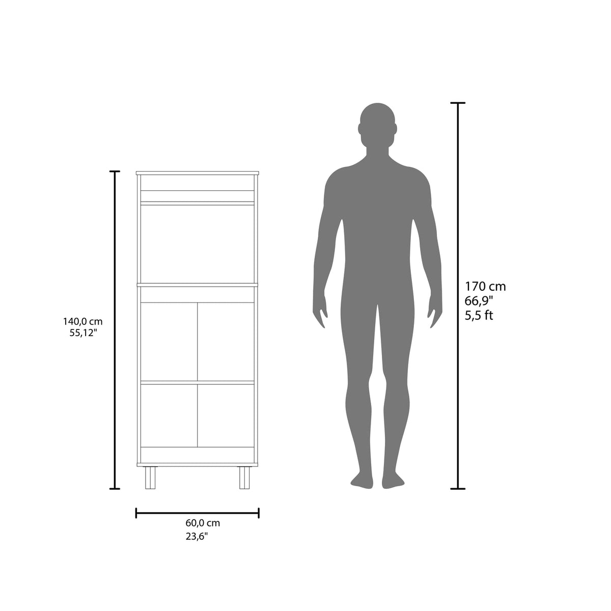 Modern White Kitchen Storage Cabinet with Microwave Shelf