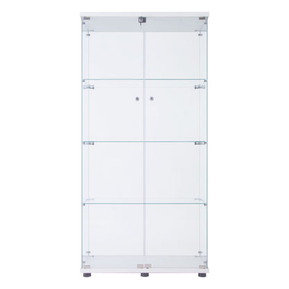 LED Glass Cabinet Display Case - 4 Shelves Black