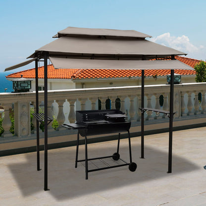 8x4ft Steel Grill Gazebo with Mushroom Canopy - Outdoor Shade Shelter