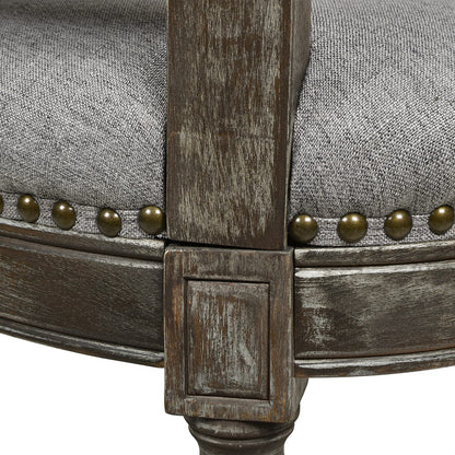Gray Rattan Bar Stool - Wood & Fabric Comfort for Dining Room