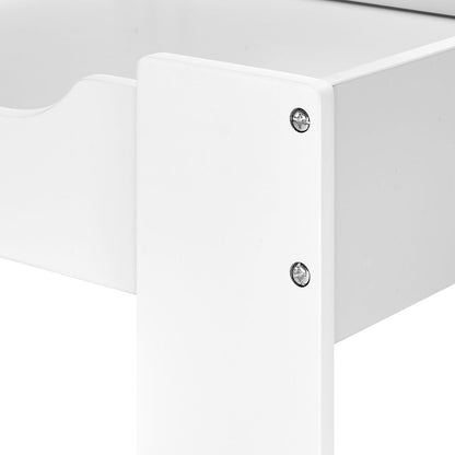 Kids Table and 2 Chairs Set - White with Storage