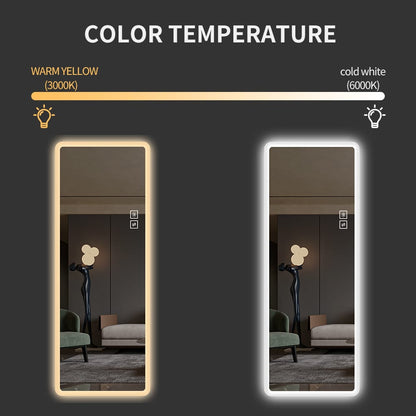65 Inch Clear Glass Full Length Mirror with LED Light