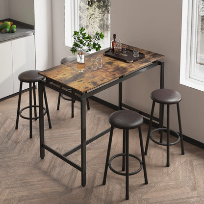 Brown MDF 5-Piece Kitchen Dining Table Set with Stools