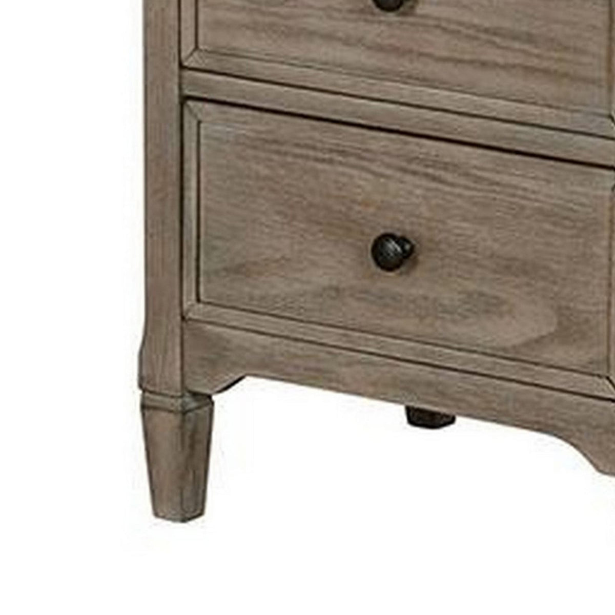 2 Drawer Wooden Nightstand - Gray Solid Wood