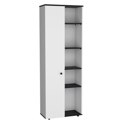 Compact Kitchen Storage Cabinet with White and Black Finish for Dining Room