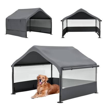 Extra Large Outdoor Dog House Tent - 4'x4' Gray, Breathable & Weatherproof
