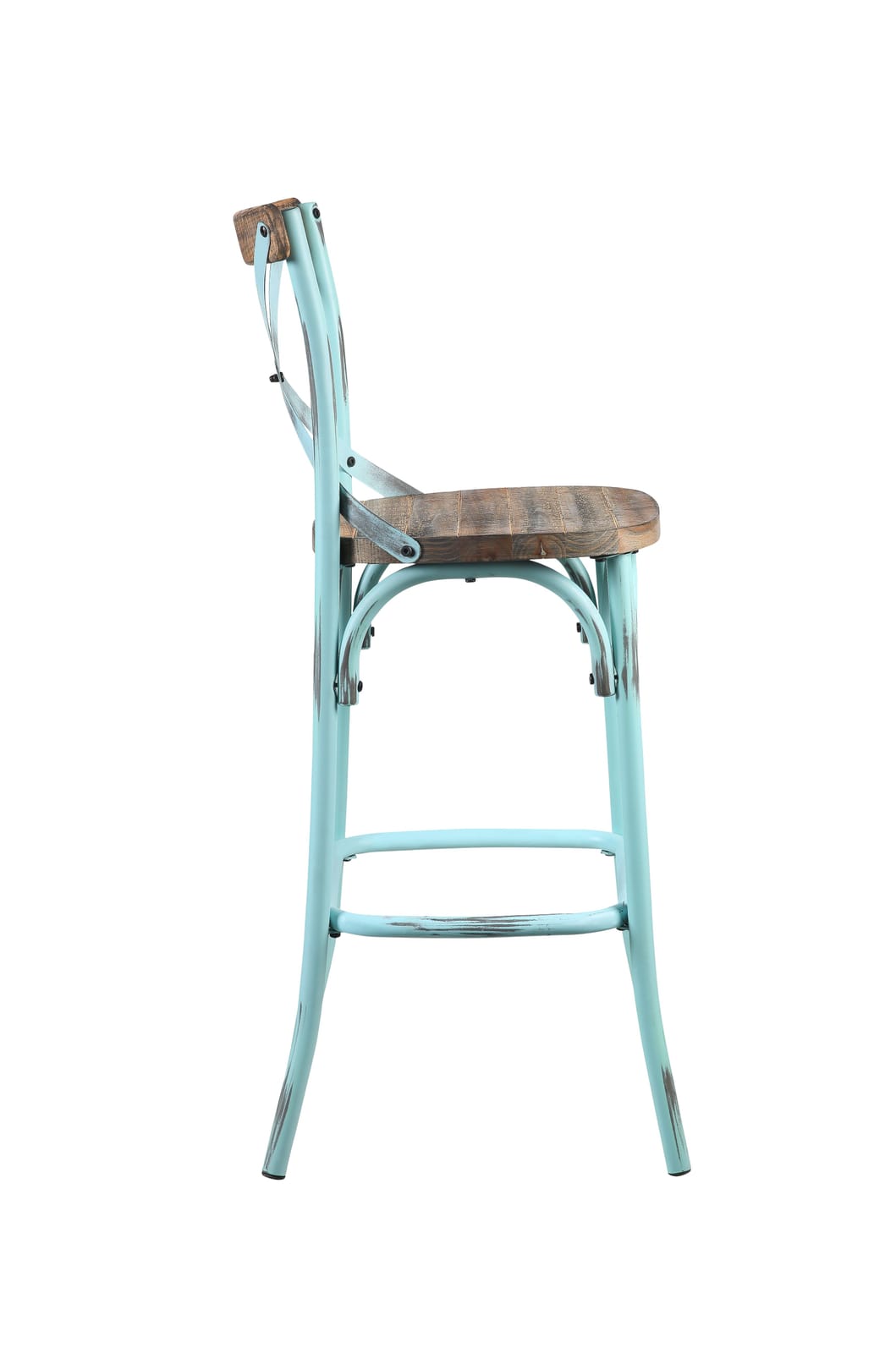 Zaire Bar Chair - Antique Turquoise & Oak Finish