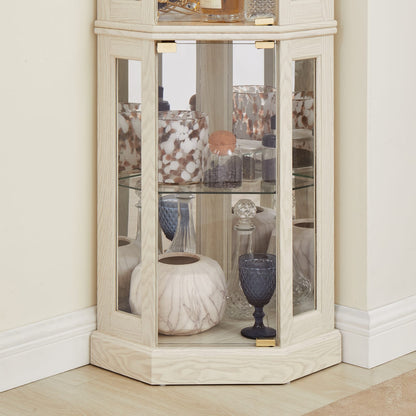 White Corner Curio Cabinet - Display Case for Living Room