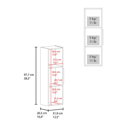 Small White Bathroom Cabinet with Shelves - 38.5" Height