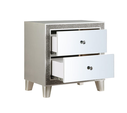 Sliverfluff Mirrored & Champagne Finish Nightstand - Storage & Style