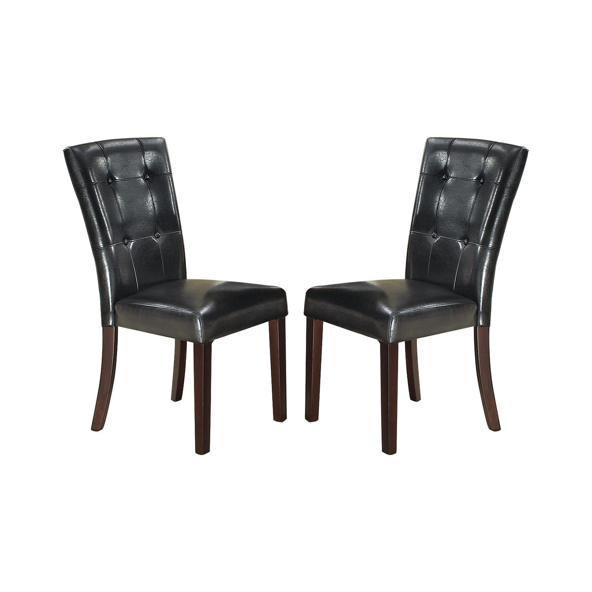 Black Faux Leather Dining Chairs - Set of 2 | Durable MDF Frame