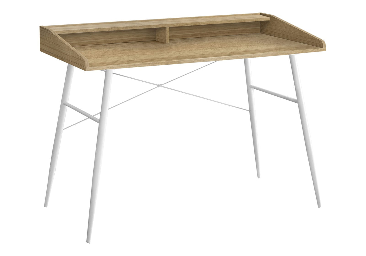 Computer Desk, Natural Laminate - 48"L Home Office Desk with Storage Shelves