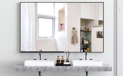 60x36" Oversized Bathroom Mirror - Black Aluminum Frame