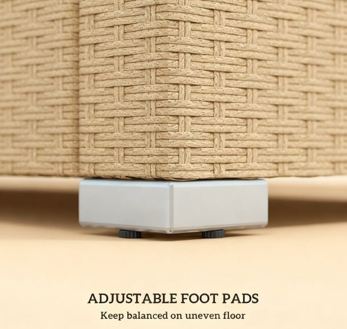 Cream White Rattan Patio Sofa - 79.1" Outdoor Seating