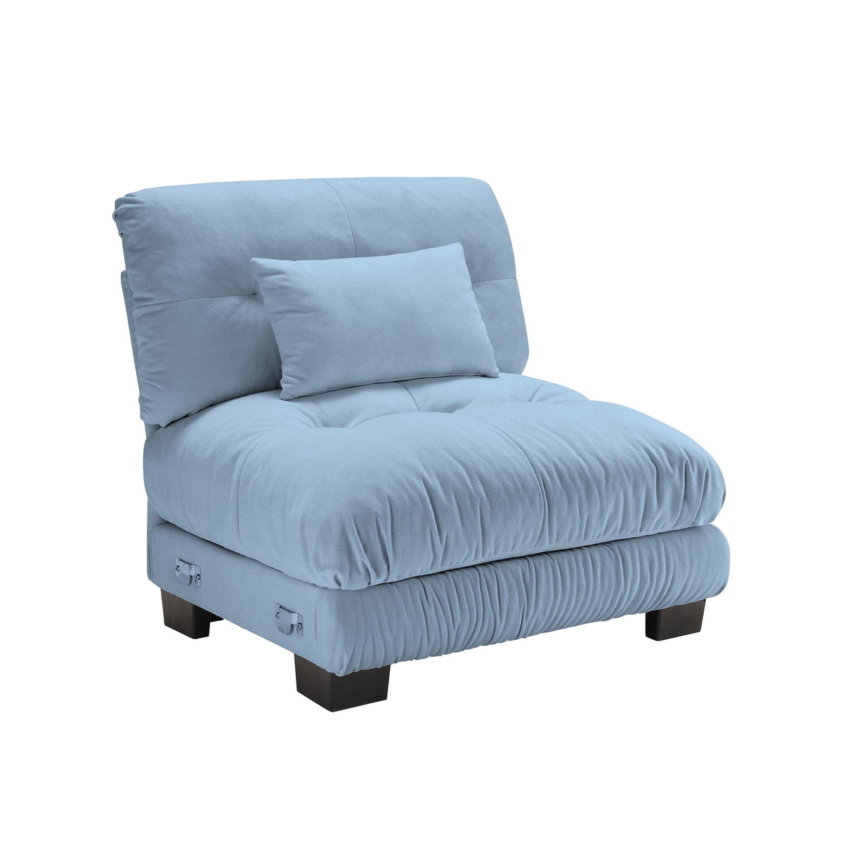 Blue Chenille Armless Sofa - 1 Seat for Living Room