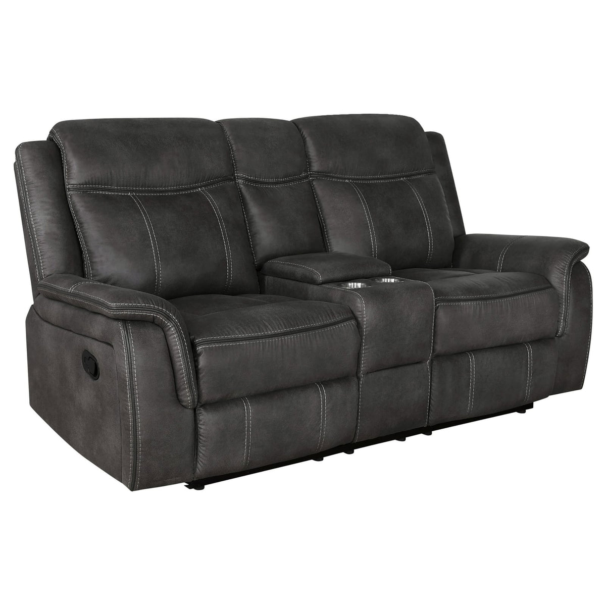 Charcoal Polyester Loveseat - 74" Recliner Primary Living Space