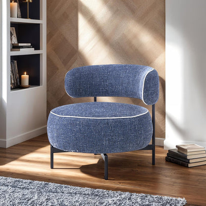Contemporary Dark Blue Swivel Chair Metal Legs - Comfort & Style