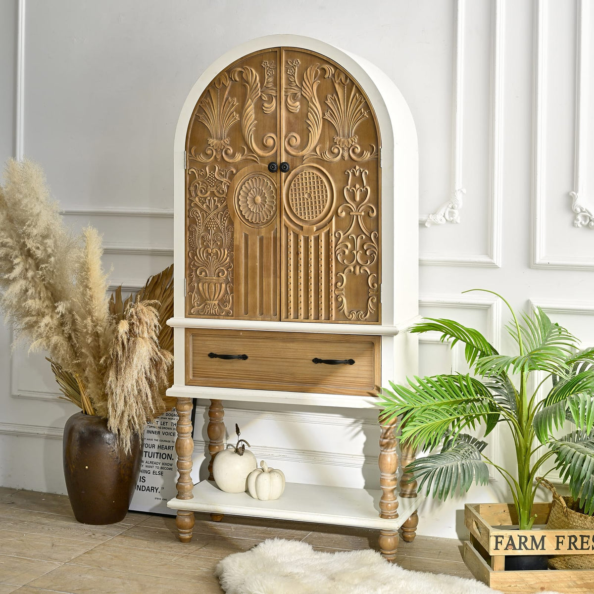 Rustic Fir Wood Cabinet - 31.5" Freestanding Storage