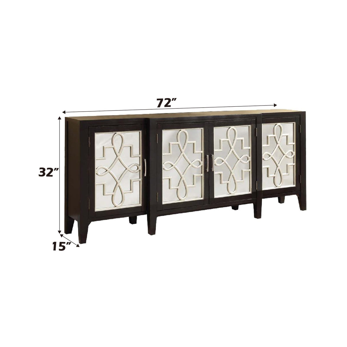 Kacia Antique Black Console Cabinet - 4 Door Storage