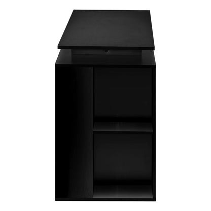 Black Computer Desk with Storage Shelves - 55" Workstation