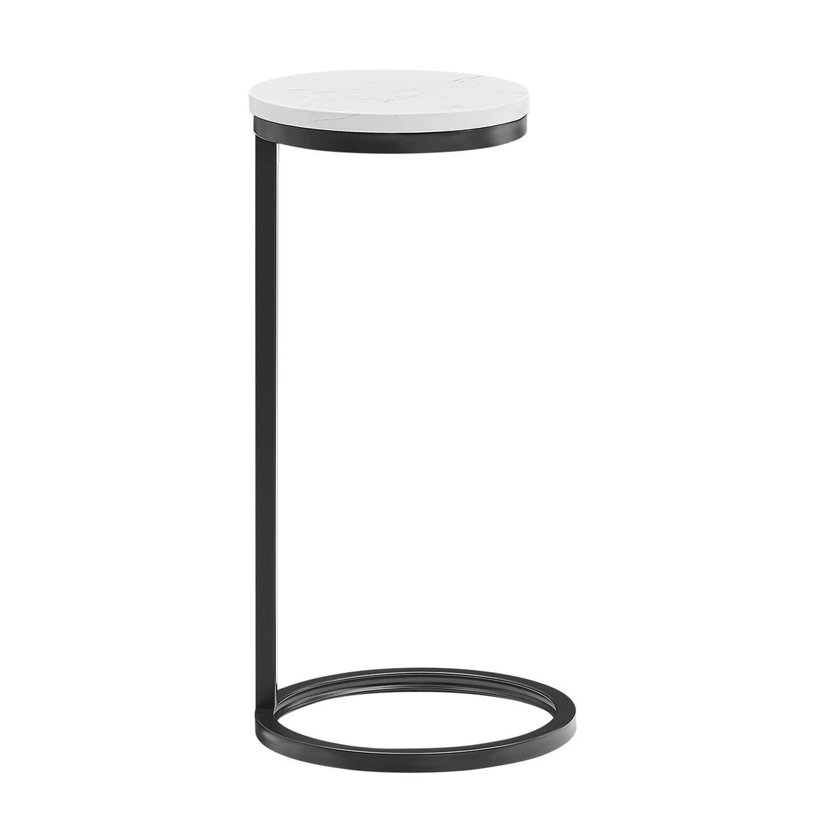 Antique Bronze Marble Accent Table with Metal Base for Living Room