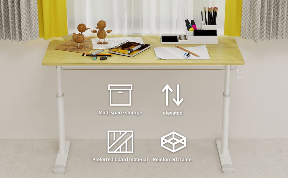Adjustable Study Desk - Z-Shape, Poplar Wood