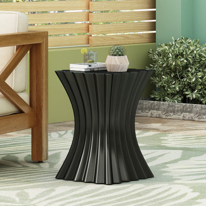 Wave Design Side Table - Black Magnesium Oxide Outdoor Accent
