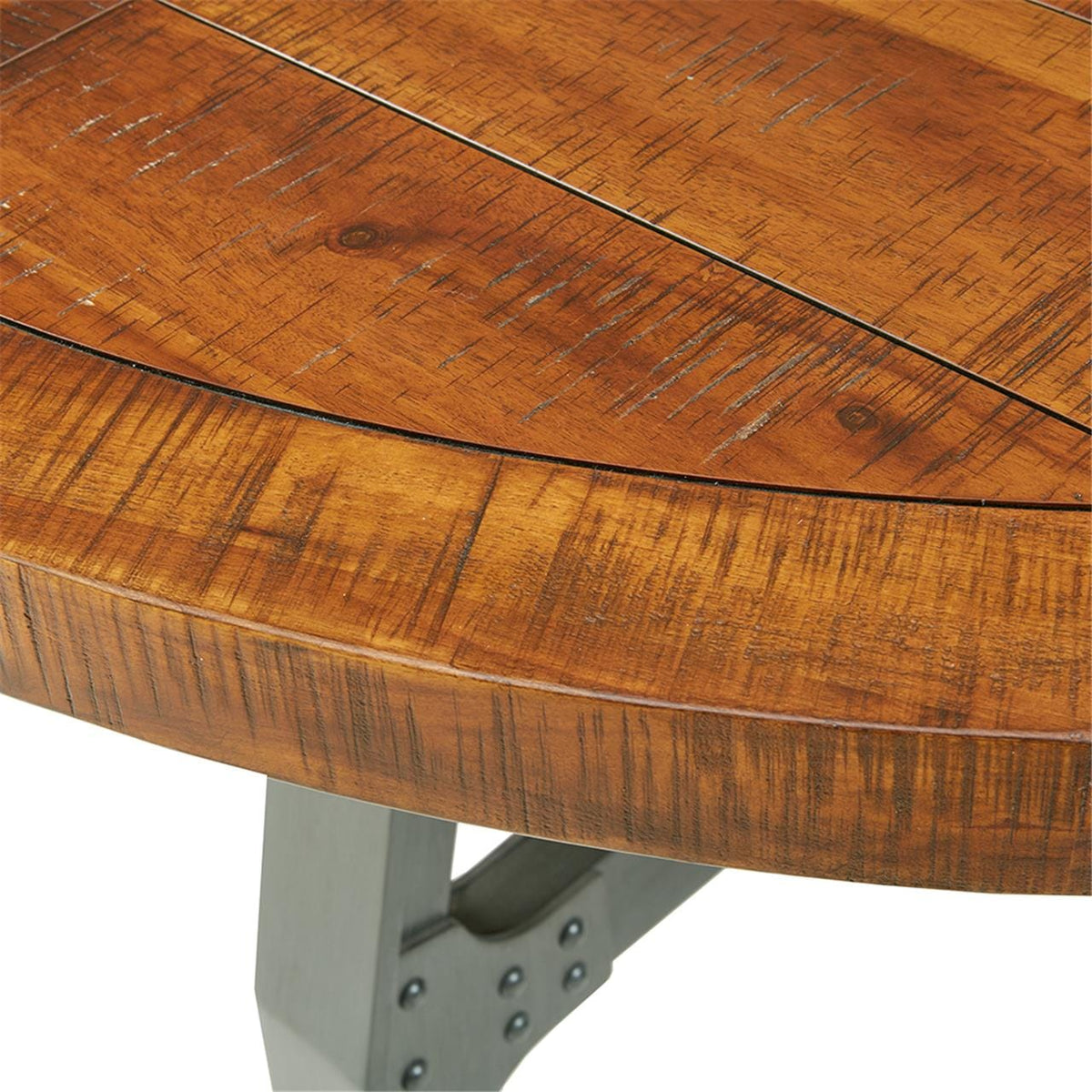 Walnut Round Dining Table with Adjustable Height Solid Wood