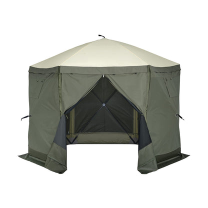 10x10FT Green Oxford Gazebo Tent - Camping Screen Shelter