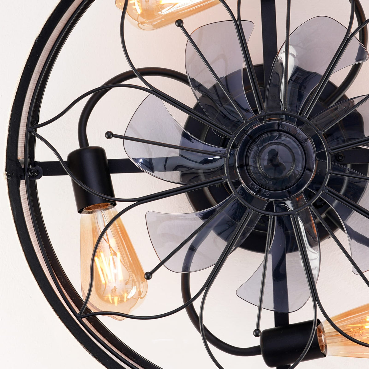 20" Lotus Design Fabric Farmhouse Ceiling Fan With Remote Control - Matte Black