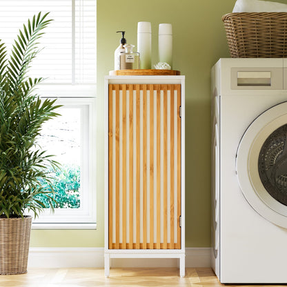 White+Natural Bamboo Side Cabinet - Storage & Style