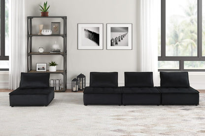 Black Velvet 4 Seat Sofa - 120" Wide