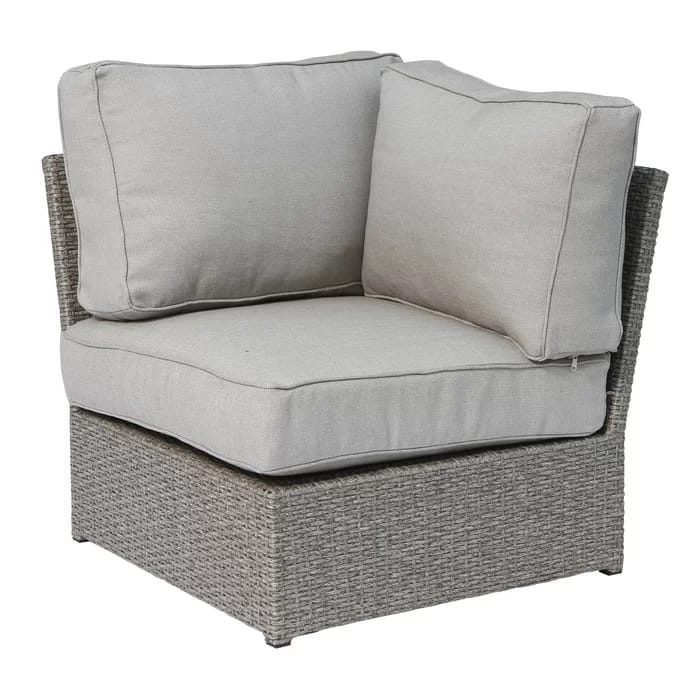 Grey Wicker Sectional Patio Sofa Set with Cushions
