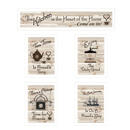 White Frame 5 Piece Kitchen Vignette Wall Art
