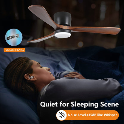 42 Inch Black Wood Ceiling Fan with Light Remote