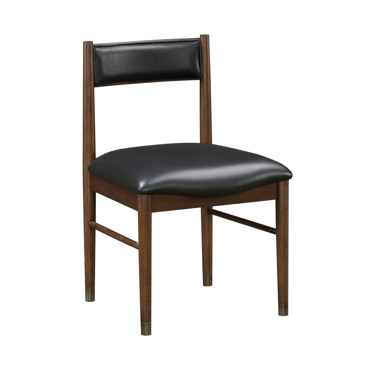 Cherry Wood Dining Chairs Set of 2 - Leather Upholstered