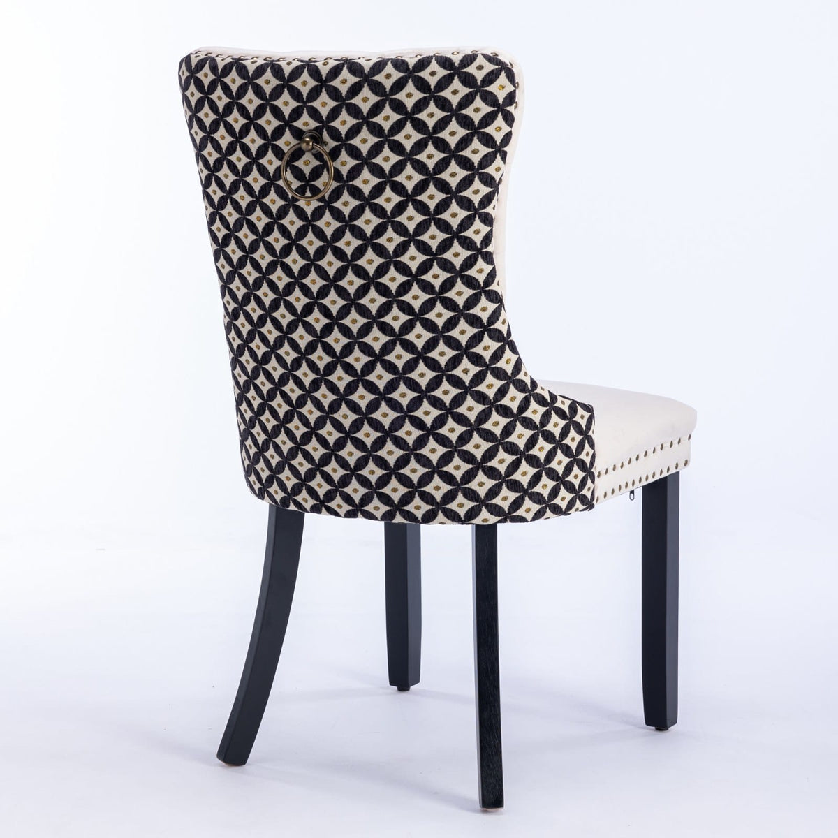 Beige Velvet Dining Chairs Set of 2 with Solid Wood Frame